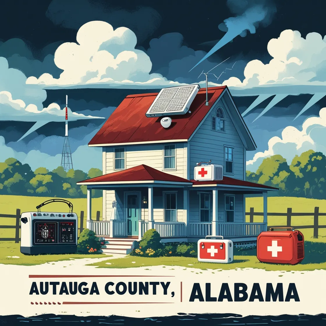 Home weather station in Autauga County, Alabama, during severe weather preparation in 2025