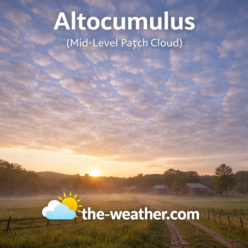 Altocumulus cloud white and gray mid-level patches in rows
