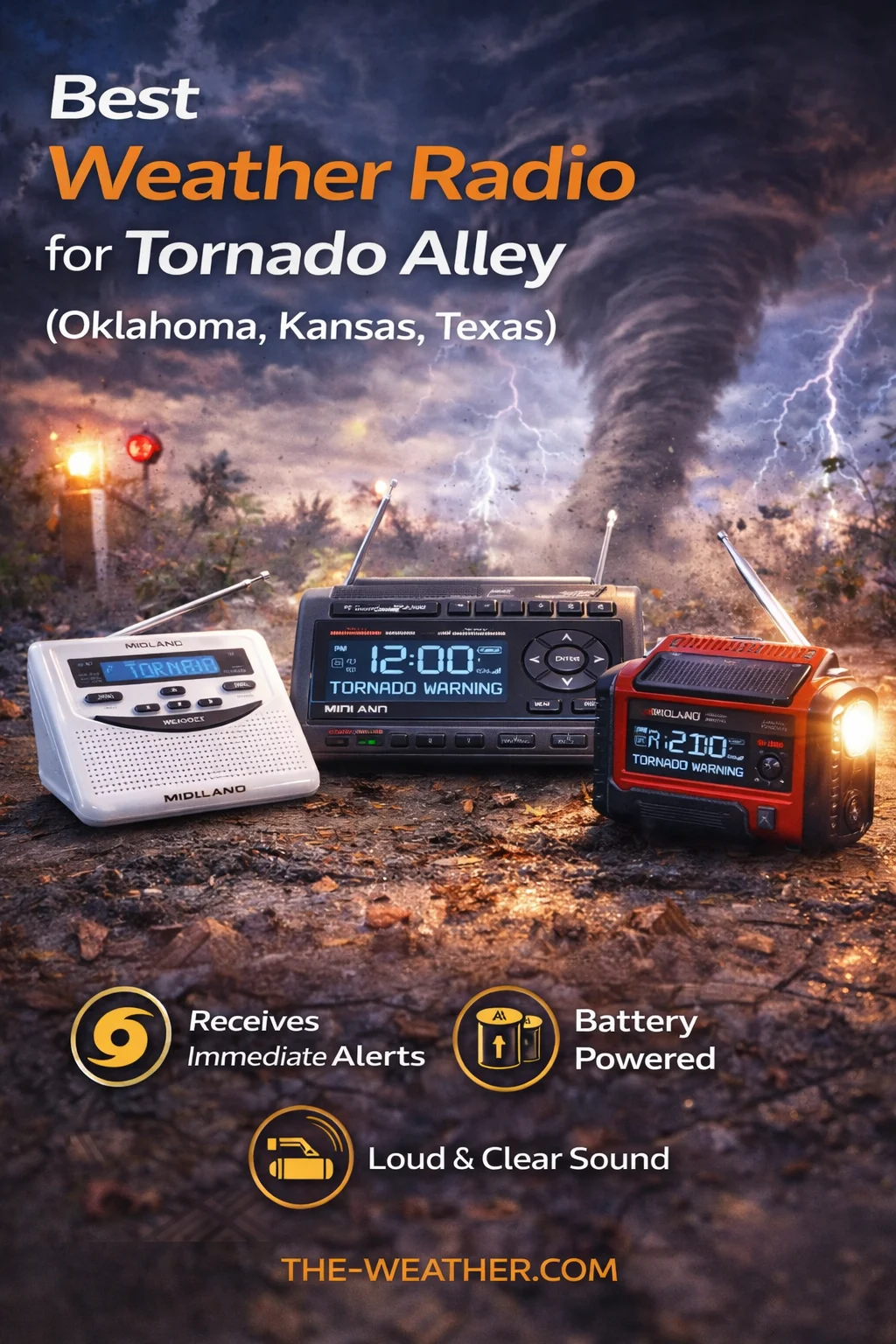Top weather radios for tornado alerts in Oklahoma Kansas and Texas showing NOAA emergency radios during severe storm
